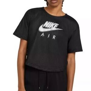 Nike Women’s Air Mesh Tee T-Shirt Black & White Crop Top Short Sleeve Size Small
